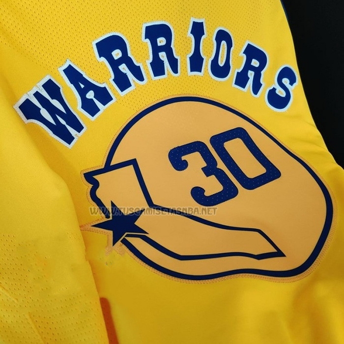 Camiseta Stephen Curry NO 30 Golden State Warriors Hardwood Classic Autentico Amarillo